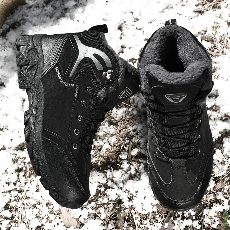 39-47 Мужская бархатная уличная обувь с высоким берцем, обувь для скалолазания большого размера, теплые походные ботинки для волос