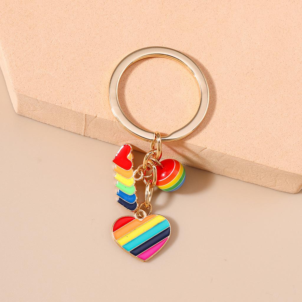 Trendy Rainbow Keychain Colorful Alloy Keyring Sturdy Designs for Everyday Use