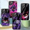 Cute Pokemon Gengar Glass Case For Apple iPhone 14 13 Pro 11 12 7 8 Plus SE 2022 XR X XS Max 6 6S Tempered Phone Cover Cartoon