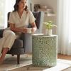 Bone Inlay Coffee Table- Side Table Decor Furniture Bone Table-Bone Inlay Nightstand Table-Inlay End Table -Green Floral Round Accent Table
