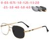 Очки для зрения с фотохромными серыми линзами, большая оправа, двойная перекладина, металл, овал, для близорукости, диоптрии от 0 -0.5 -0.75 до -6.0