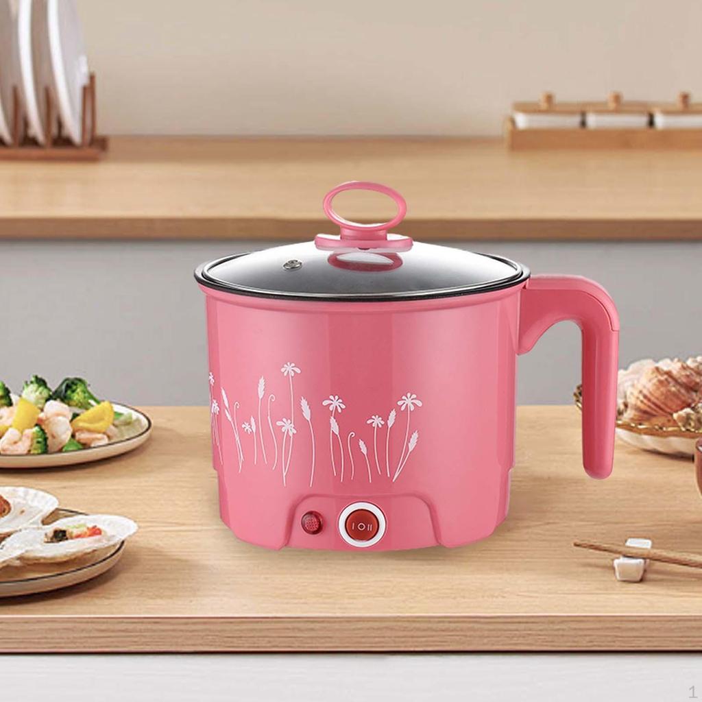 Электрические кастрюли, многофункциональная портативная плита для лапши для приготовления стейков, однослойная, розовая