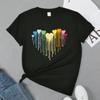 Fashion Women Colored Heart Print T Shirt Funny Casual O-neck Short Sleeves T-shirt Summer Female Tee Shirt