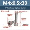 Yigu Fine Thread Knurled Socket Head Screws, 304 Stainless Steel, M3-M12
