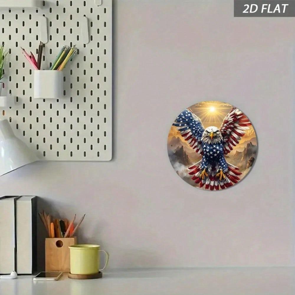 Винтажная металлическая табличка «Летая с флагом США» 20x20 см Ретро Декор стены Гараж Бар Кафе Домашняя студия Ресторан Оловянная табличка