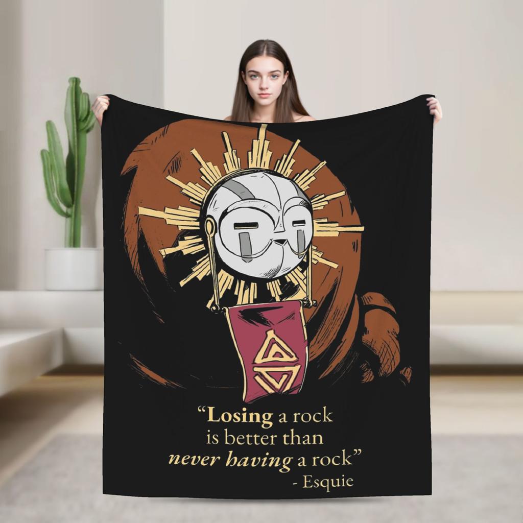Clair Obscur Expedition 33 Esquie Knitted Fashion Blanket Funny Quotes Flannel Throw Fashion Blankets Rug Piece Ultra-Soft Bedspread Portabl