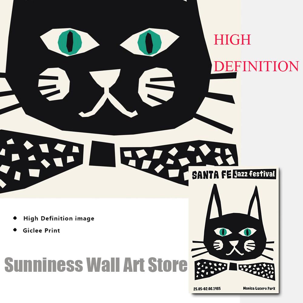 Abstract New Orleans Jazz Festival Black Cat Art Canvas Painting Nordic Posters And Prints Wall Pictures For Living Room Decor