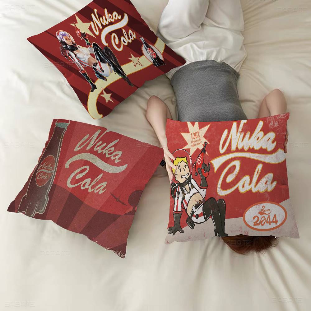 Vintage Nuka C-Cola Pillow Covers Cartoon Sofa Decorative Home Double-Sided Printing Short Plush Cute Cushion Cover