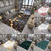 Modern Light Luxury Geometric Floor Mat With Hexagon Wave Marble Texture Gold Line Pattern Carpet Suitable For Multiple Scenes