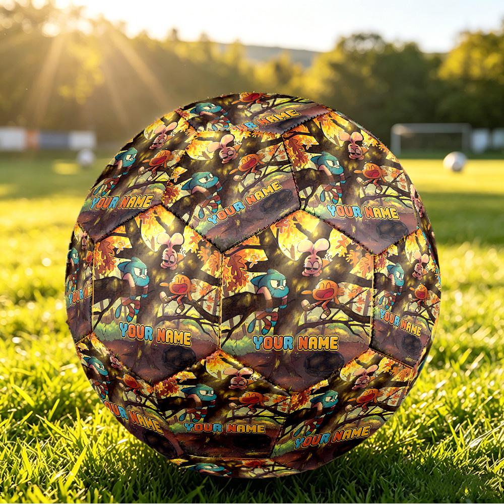 Custom Name Text Size 5 Football,Amazing World of Gumball Standard Training Soccer Ball