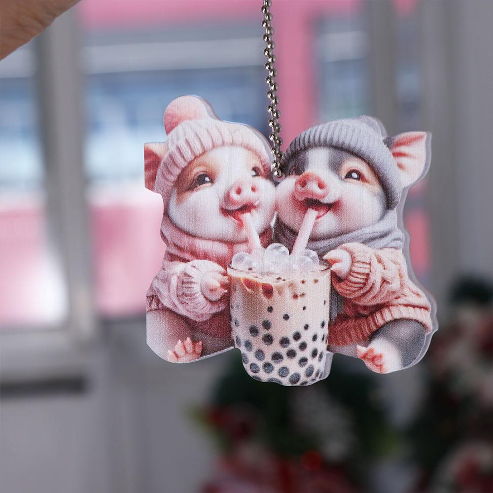 Брелок в форме поросенка, акриловое украшение для рюкзака, подвеска для интерьера автомобиля, украшение для дома