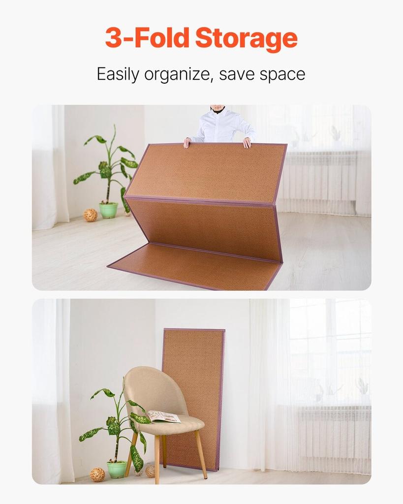 Japanese Tatami Mat 80 x 55 in Foldable Natural Rattan Tatami Mattress