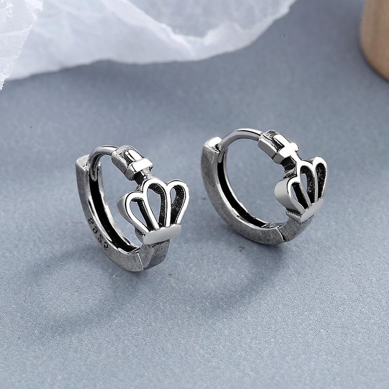 Korean Version of Fashion Temperament Women's Ear Clips, Ear Buckles, Crown Earrings, Retro High-end Design Jewelry