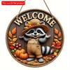 1 шт. 2d плоский деревенский стиль приветственный круглый деревянный знак - 20 см, животная тематика, подходит для домашнего зала, сада, бара, кафе, двери, украшения забора, подарка
