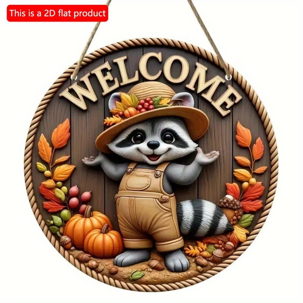 1 шт. 2d плоский деревенский стиль приветственный круглый деревянный знак - 20 см, животная тематика, подходит для домашнего зала, сада, бара, кафе, двери, украшения забора, подарка