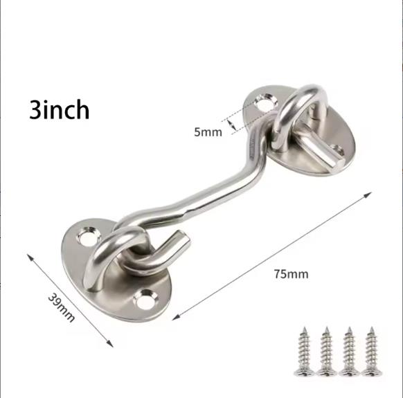 Защелка Крючок для кабины Держатель Крючок для кабины Захват Держатель Полумесяц Дверной глазок Защелка Бесшумный оконный замок Нержавеющая сталь