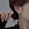 Серьги-квадраты неправильной формы из серебра 925 пробы с плетением из ротанга