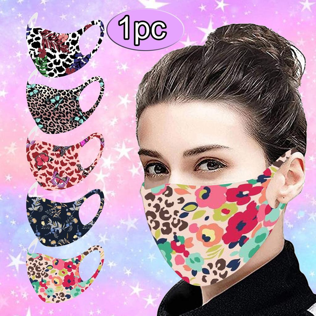 1PC Adult Printed Ice Silk Mask To  Against Dusts And Haze Mask