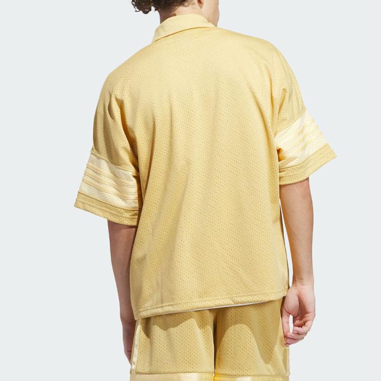 adidas Мужская сетчатая футболка-поло на молнии Originals Песочно-желтая IW1622