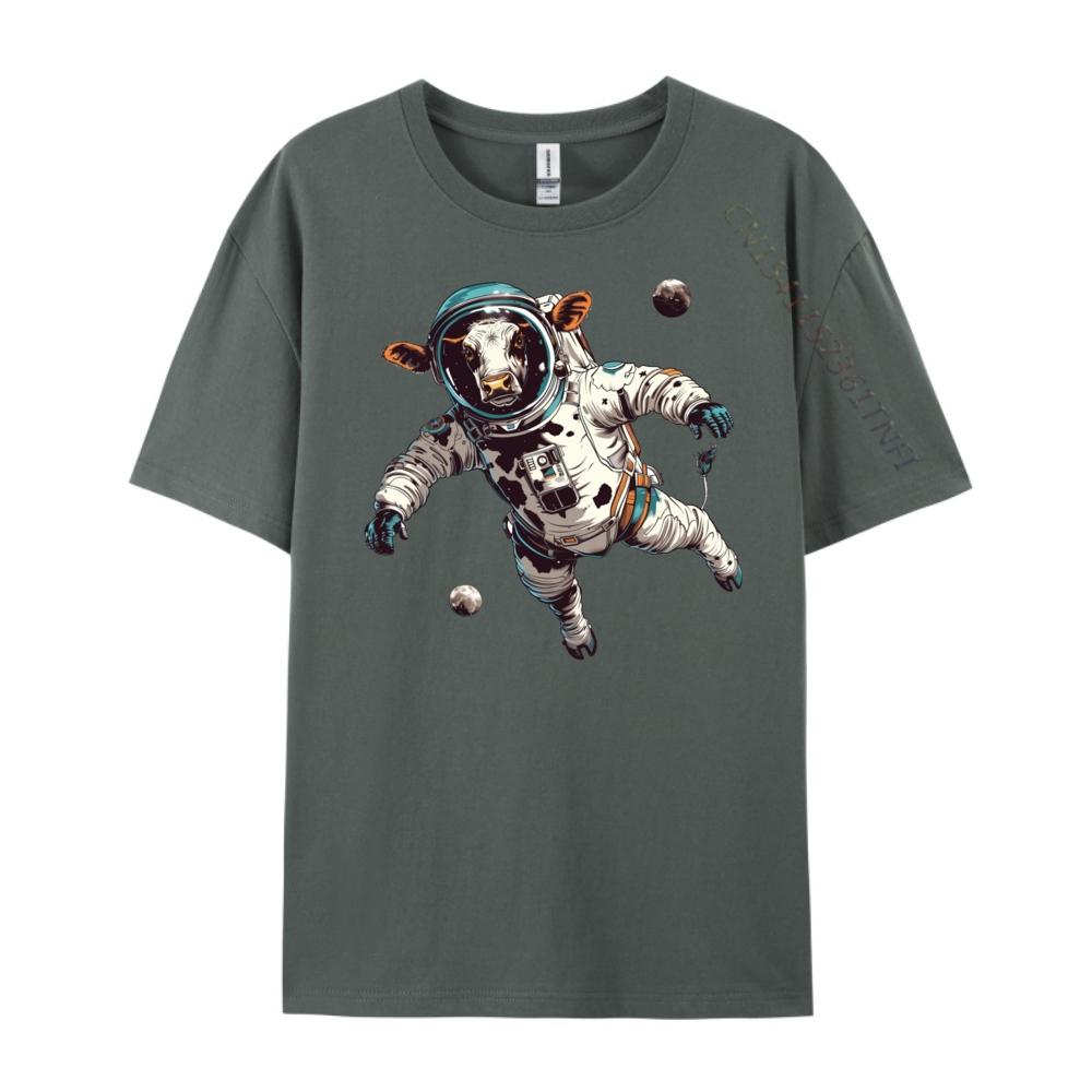 Cow DesignsFunny Cow Astronaut In Space 1956 Graphic Shirts Men Mens Clothes Fathers Day Harajuku Clothing