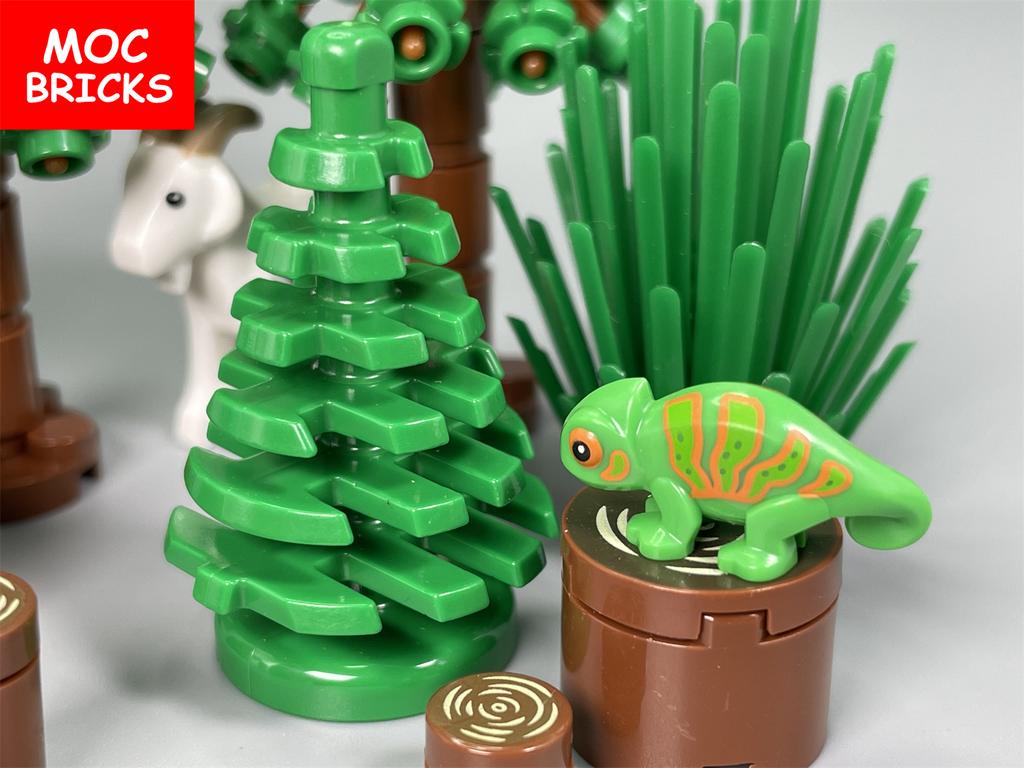 Нетоксичные кубики Moc Животное Ящерица 57763 Кольца деревьев Увеличительное стекло DIY Ферма Лесной Исследователь Образовательные Строительные Блоки Игрушки Подарки для Детей