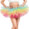 Women Mesh Tutu Skirt Lady 5 Layers Tulle Princess Skirts with Elastic Band Adult Female Short Gauze Pettiskirt for Mini Ball Beach Festival Dance