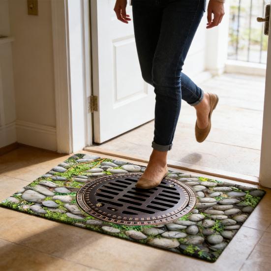 Yousheng 3D Optical Illusion Floor Mat Non-Slip Vision Rug Realistic 3D Carpet for Living Room Bedroom Bathroom Hallway Easy Care Decorative Rug