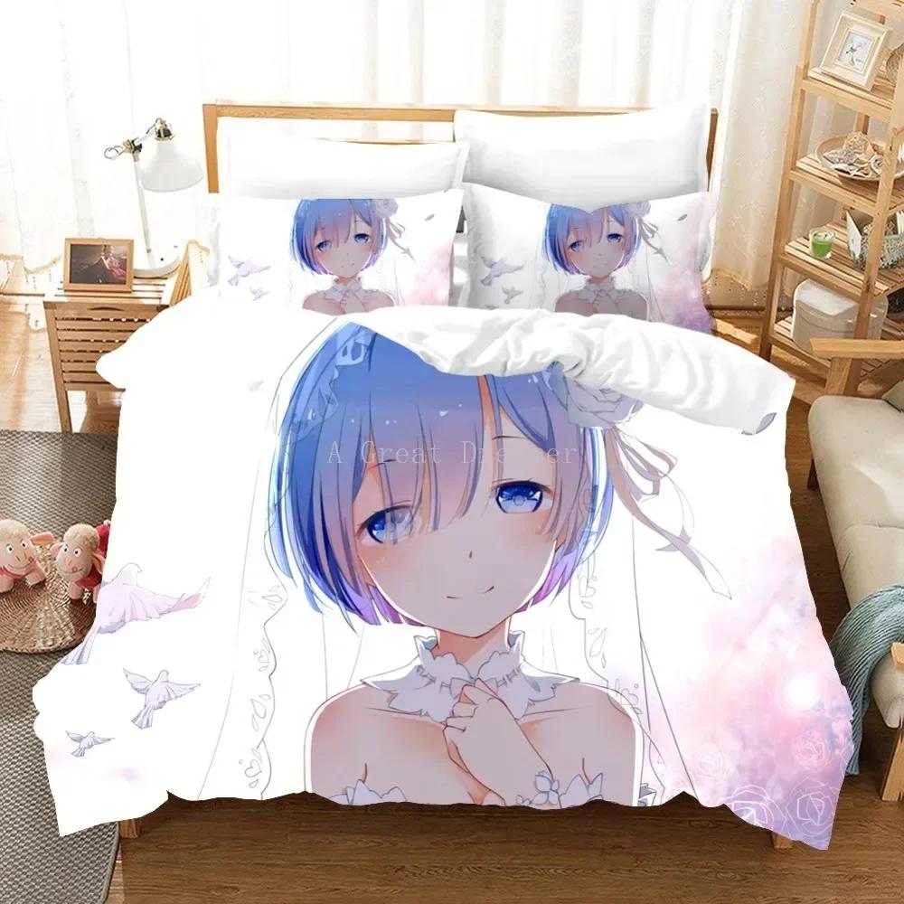 3D Печать RE Zero Рем Рам Аниме Комплект Постельного Белья Пододеяльники Наволочки Одеяло Комплекты Постельного Белья Постельное Белье
