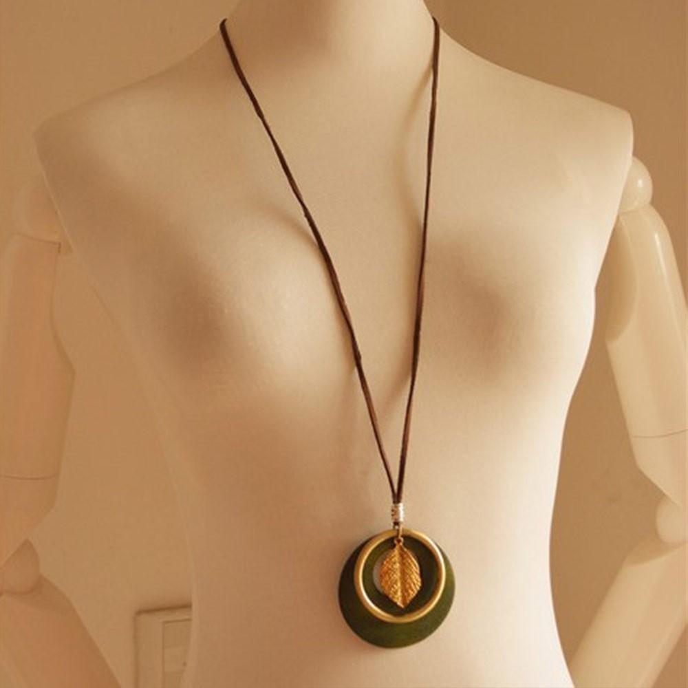 Leather Chain Sweater Chain Boho Sweater Necklace Vintage Clothing Pendant Gifts