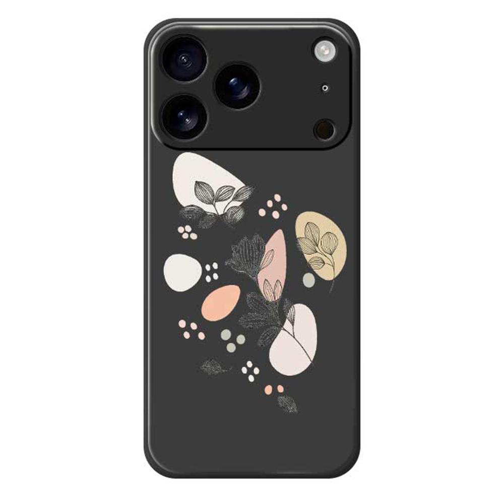 For iPhone 17 Pro Max Case Sketch Leaves Pattern Printing Straight Edge TPU Phone Back Cover