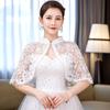 Женская вечерняя свадебная шаль с жемчужным декором, кардиган, свадебная куртка, цветочное кружево, элегантная свадьба