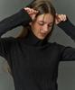 Sitipabjeu [Cp] Зимний Vogue Вязаный Плиссированный Теплый Водолазка [Черный]