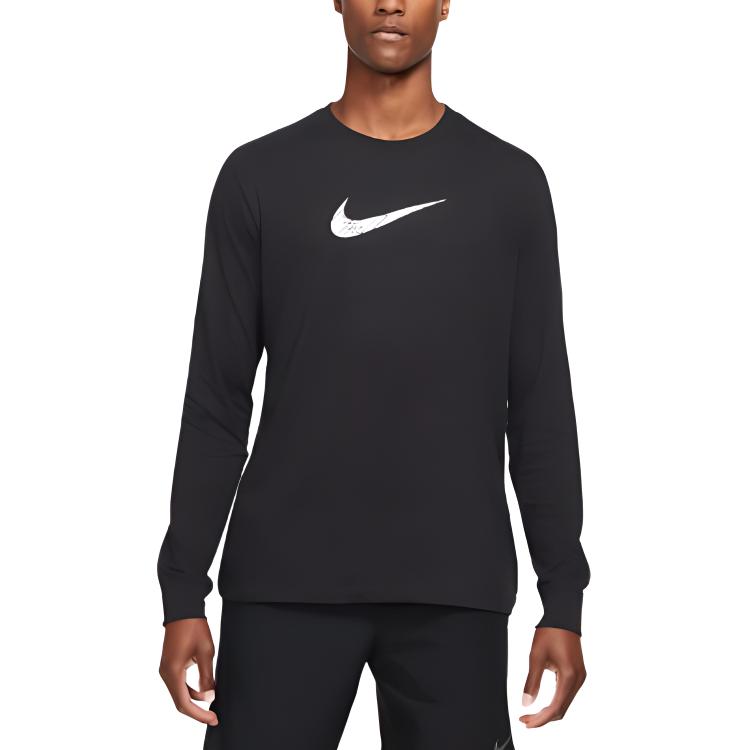 Nike Dri-Fit Футболка с круглым вырезом и буквенным принтом с логотипом, мужские топы, черные DH0714-010