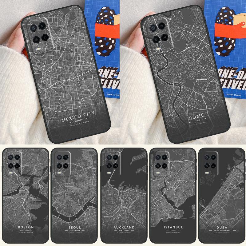 Чехол-карта страны с набросками города Ins Travel для Oppo A98 A78 A58 A15 A16 A17 A5 A9 A91 A52 A72 A76 A96 A74 A94 A54 S A57 A77