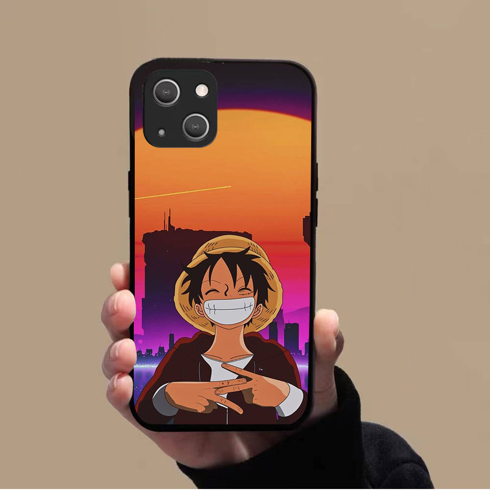 KK-38 One Piece Ace Soft Black Case for iPhone XR 14 15 11 12 13 6 7 8 X XS Pro Max Samsung S22 S23 S21 S24 FE Ultra S8 Plus
