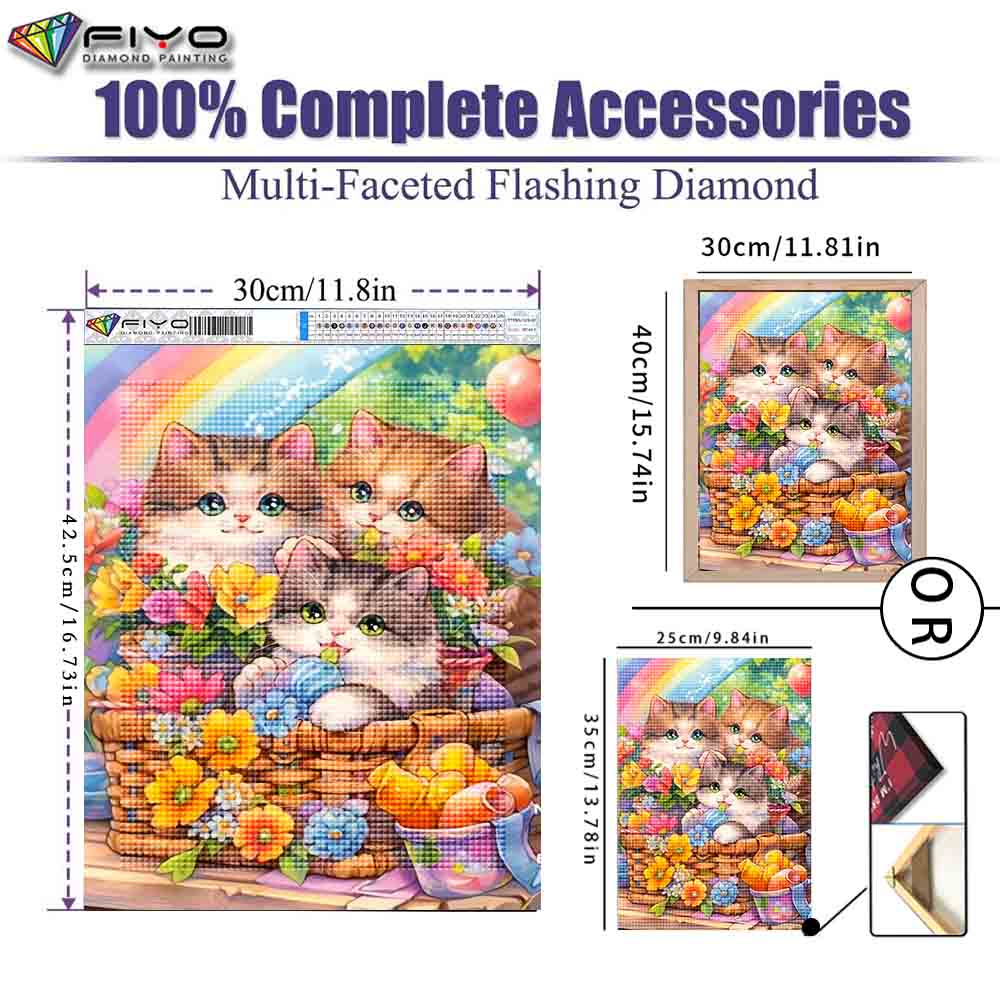 DIY Full Round Diamond Painting Cross Stitch 3D Cute Kitten Animal Scene Home Decorative Art Diamond Painting 5d Diamond Art Painting
