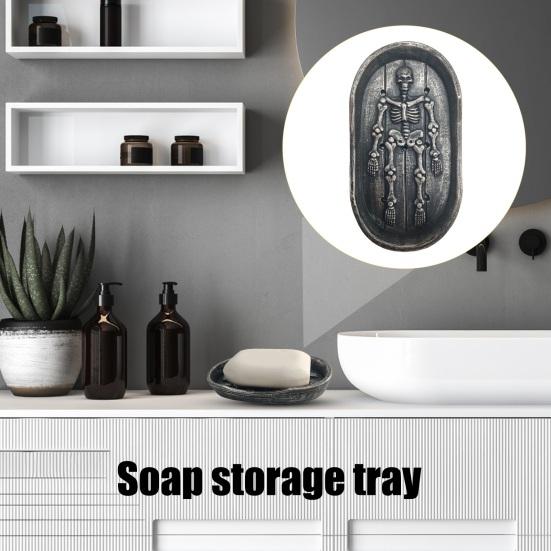 Органайзер для мыла, многоразовый, легко моется, самоосушающийся, дизайн, держатель для мыла из смолы в форме скелета на Хэллоуин