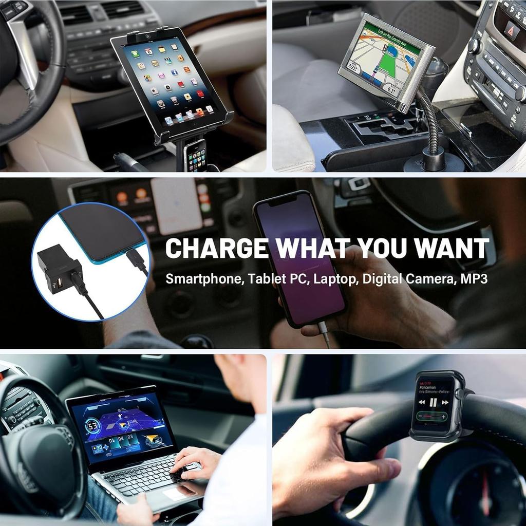 Автомобильное зарядное устройство с двойным USB-портом подходит для Toyota, квадратная розетка с синим светом, автомобильная USB-вилка подходит для Corolla RAV4 Camry