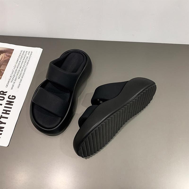 Лето 2024 года, новые сандалии-тапочки на толстой подошве с мягкой подошвой для женщин