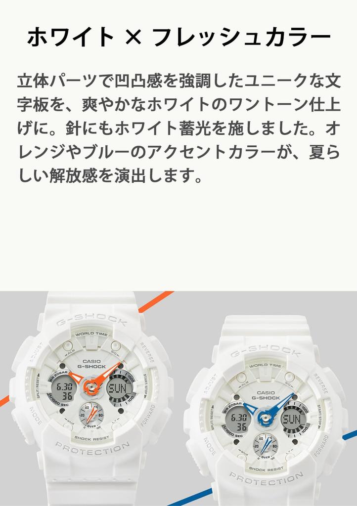 Casio Белые x Синие часы G-Shock, изготовленные из экологически чистых материалов, модель среднего размера, GMA-S120SA-7A2JF, Женские,