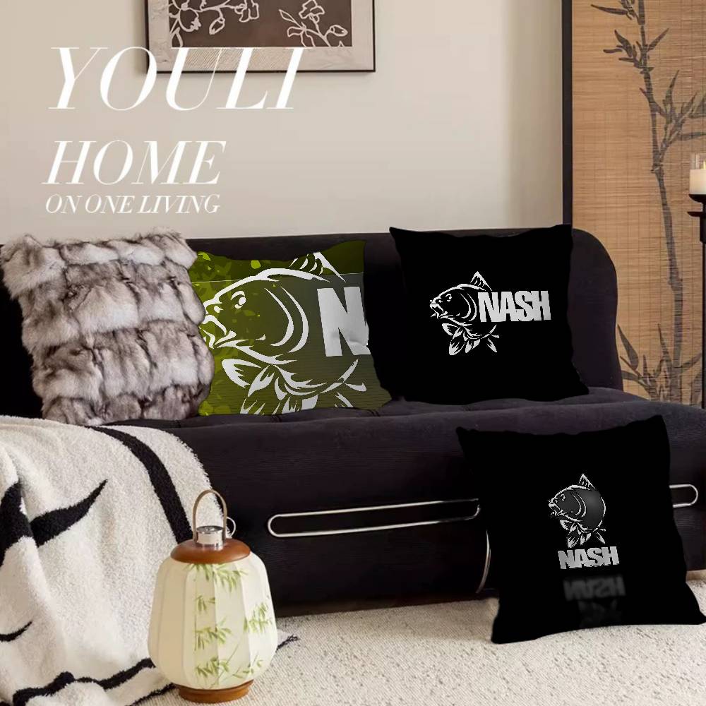 Nash Fishing Logo Maple Design Cushion Cover Happy Autumn Harvest Decor Holiday Decorati Pillow Cover