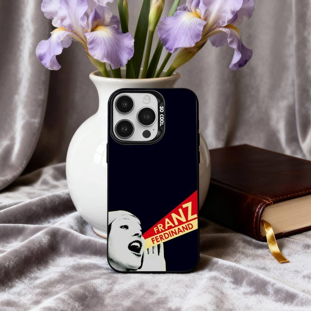 Крутой чехол для телефона с ремешком F-Franz F-Ferdinand для iPhone 17, 16, 15, 14, 13, 12, 11 Plus, Pro Max, Конфетный, Посеребренный Внутренний Чехол