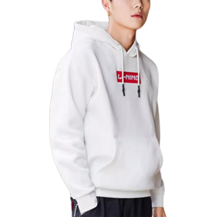 Li Ning Коллекция спортивной моды Толстовки Унисекс Белый С капюшоном Утепленная Обычный AWDRC33-1