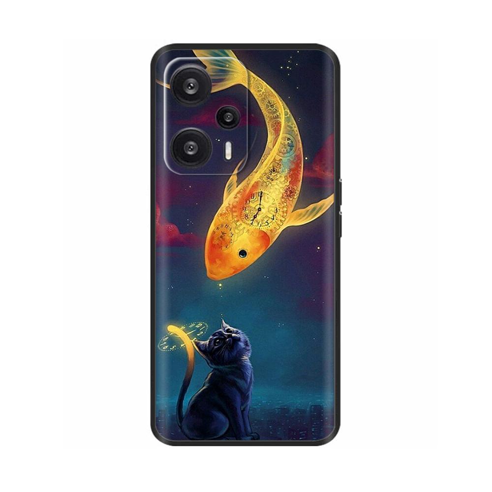 Чехол для Xiaomi Poco F5 Pro Раскрашенный Цветок Задняя Крышка Полная Защита Мягкий Чехол для POCO F5 PocoF5 F5Pro Fundas Чехол для Телефона