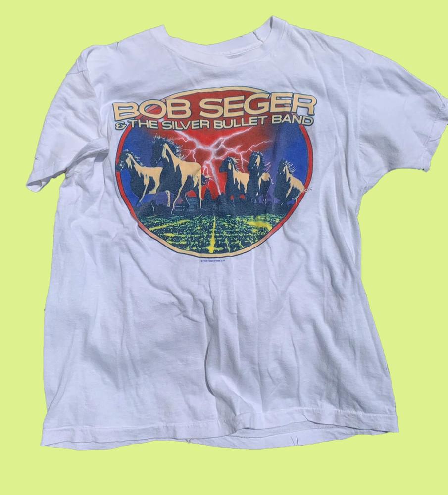 VTG Bob Seger The Silver Bullet Band Tour Shirt Shirt White Unisex E1277 Unisex T-Shirt