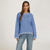 Women Loose Striped Pullover Sweater Crew Neck Long Sleeve Knitwear Autumn Winter