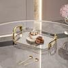 Transparent Clear Luxury Tray Gold Rim Dining Tea Serving Platter Decorative Tray  Home Decor