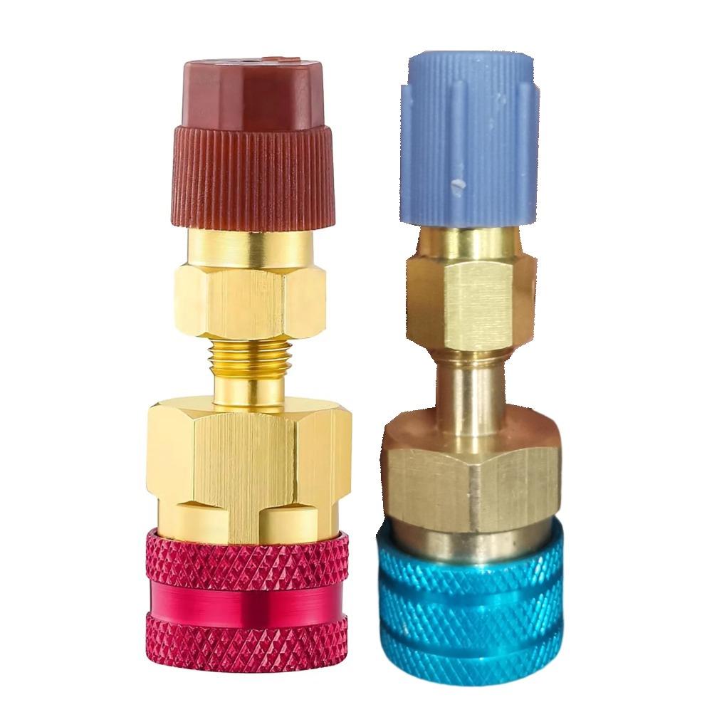 1/2Pcs Auto Off R1234YF Quick Coupler Adapter AC Hose Fitting Connectors R1234YF To R134A