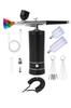 YFFSFDC Rechargeable Airbrush Compressor Handpiece, 0.3mm Nozzle, USB Type-C, Small Airbrush Set for Model Making, Painting, DIY Crafts (Black Set 2)