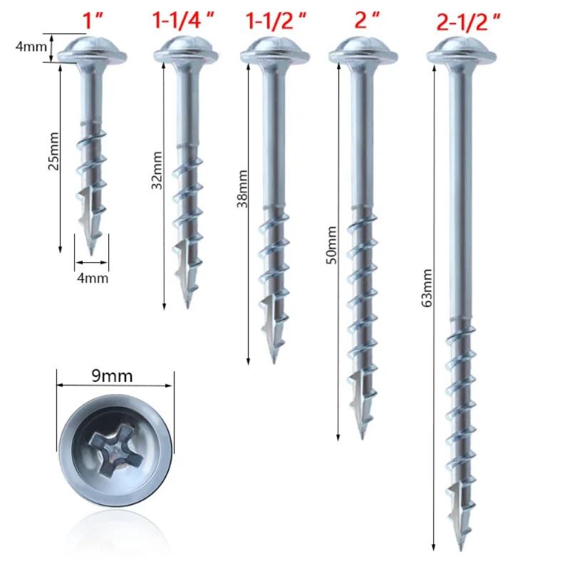 25/32/38/50/63mm cross woodworking screws galvanized coarse, 100 pieces per bag, suitable for assembling home furnishings